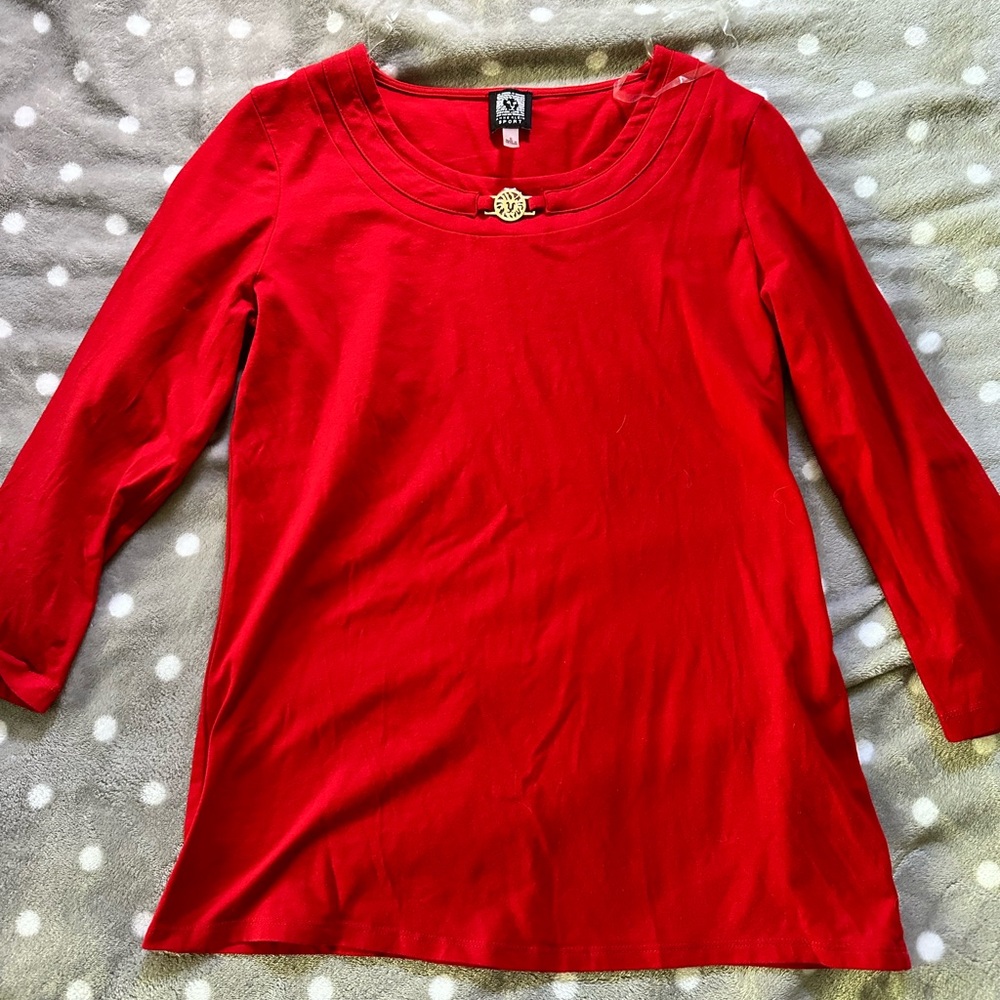 Anne Klein Sport size S red 3/4 sleeve top